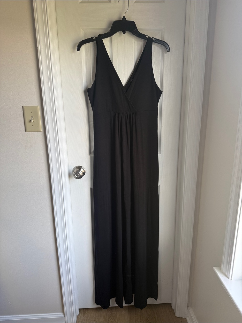 New York & Company Black Sleeveless Wrap Maxi Dress